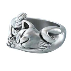 Adjustable Art Deco Cat Ring 😻